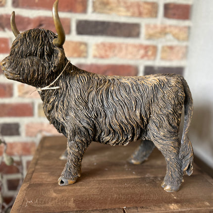 Decoratie Beeld Schotse Hooglander maat L staand - Bruin 39 x 19 x 33 cm - Countryfield