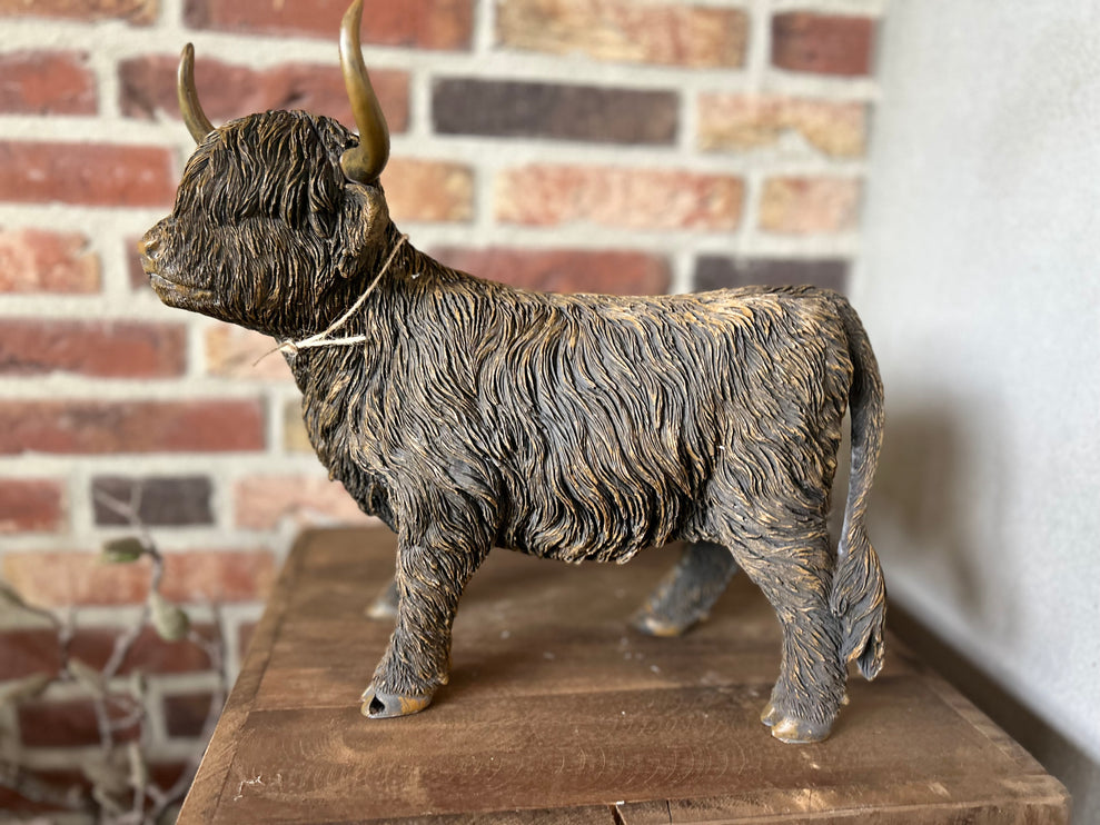 Decoratie Beeld Schotse Hooglander maat L staand - Bruin 39 x 19 x 33 cm - Countryfield