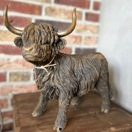 Decoratie Beeld Schotse Hooglander maat L staand - Bruin 39 x 19 x 33 cm - Countryfield
