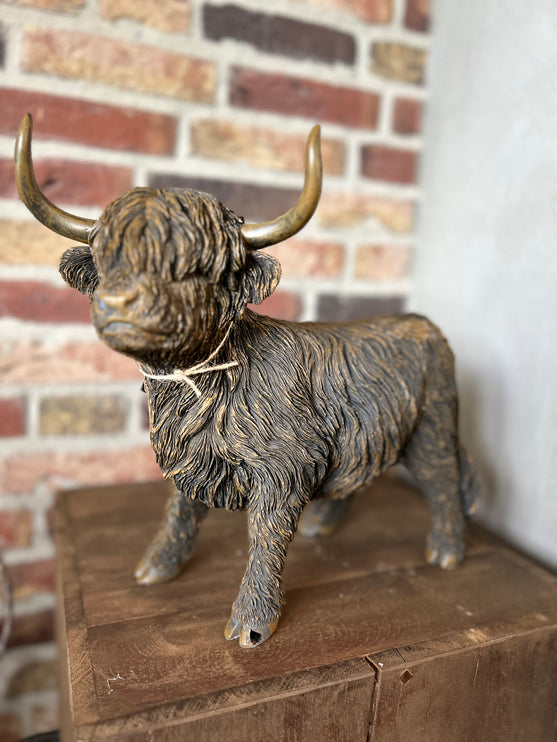 Decoratie Beeld Schotse Hooglander maat L staand - Bruin 39 x 19 x 33 cm - Countryfield