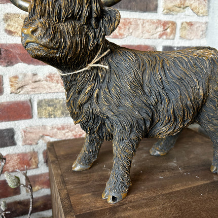 Decoratie Beeld Schotse Hooglander maat L staand - Bruin 39 x 19 x 33 cm - Countryfield