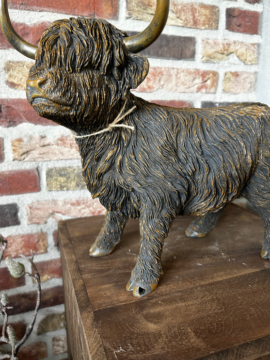 Decoratie Beeld Schotse Hooglander maat L staand - Bruin 39 x 19 x 33 cm - Countryfield