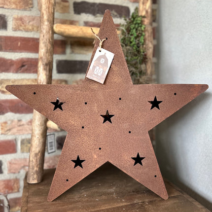 X mas star Roest L - Waxinehouder