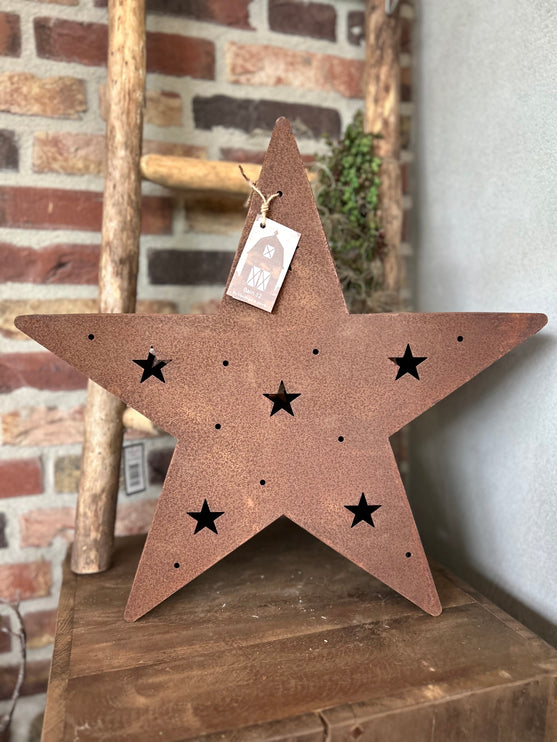 X mas star Roest L - Waxinehouder