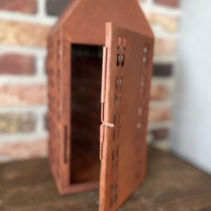 Metalen Windlicht Huisvorm L