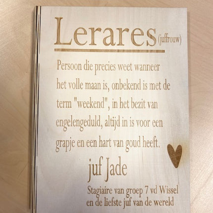 Houten kaft Lerares A4 formaat