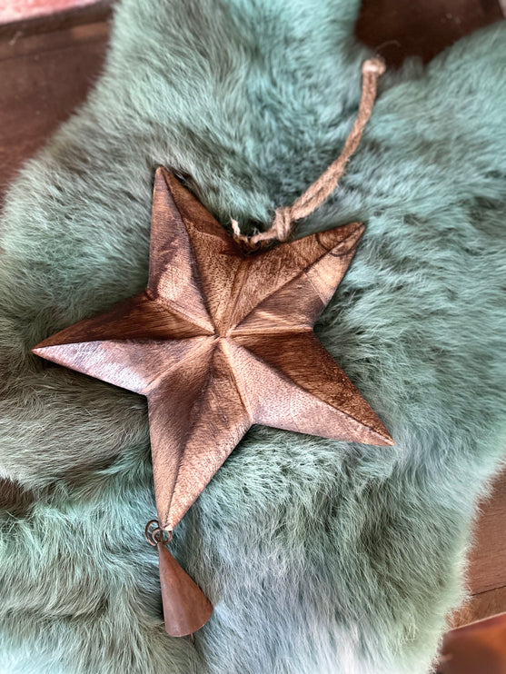 X mas Star van hout met bel