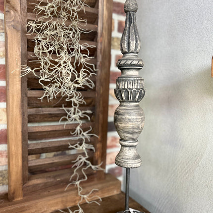 Houten Sierornament met een verweerde grijze finish