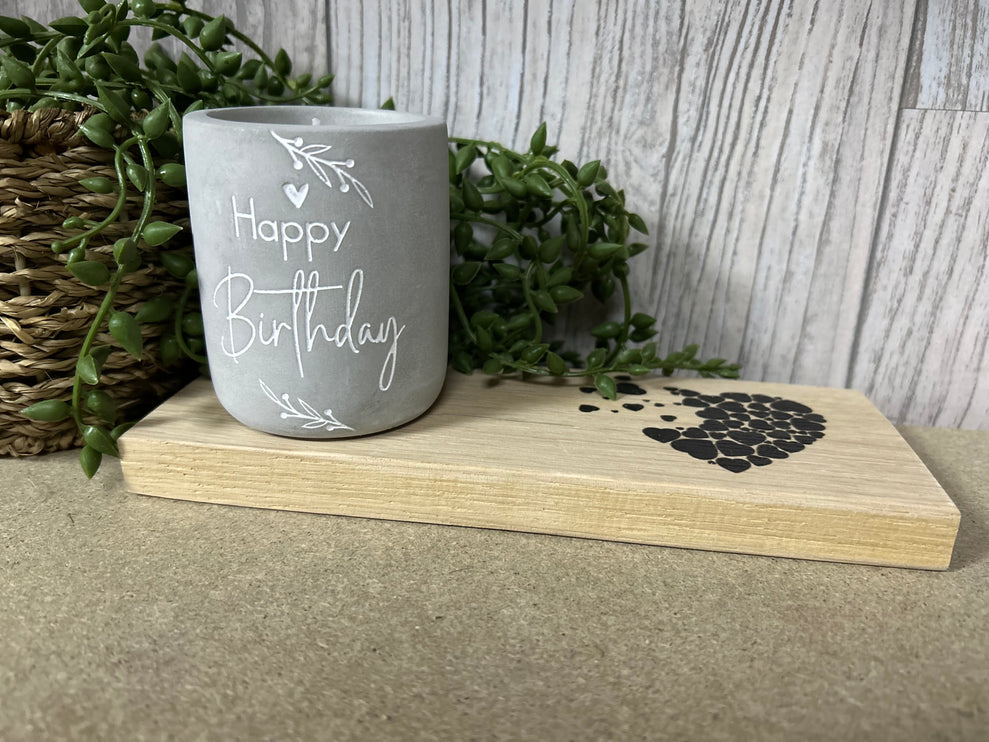 Cement candle - Happy birthday