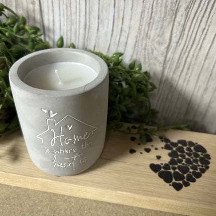 Cement candle - Home is where the heart is