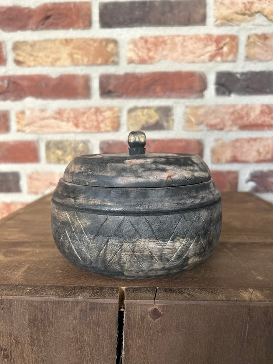 Houten potje met deksel