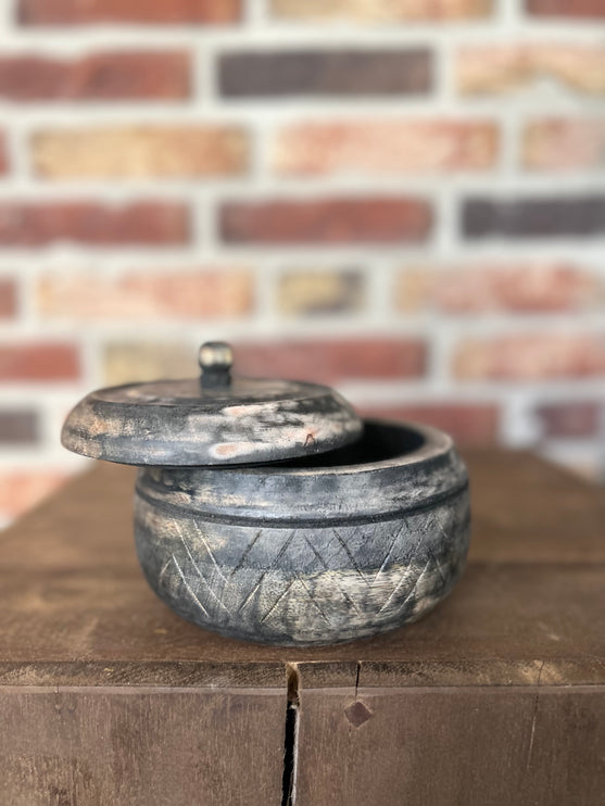 Houten potje met deksel