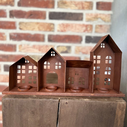 Metalen Huisjesset van 4 Roest