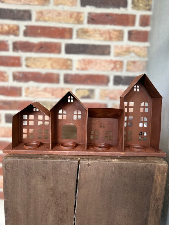 Metalen Huisjesset van 4 Roest
