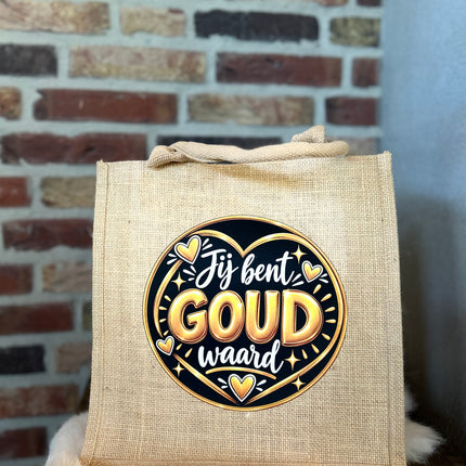 Cadeau Tas Jute met hengsels - Jij bent goud