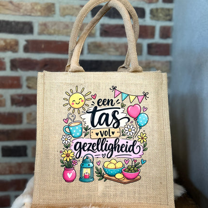 Cadeau Tas Jute met hengsels - Een tas vol gezelligheid