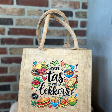 Cadeau Tas Jute met hengsels - Een tas vol lekkers