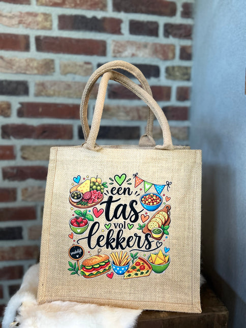 Cadeau Tas Jute met hengsels - Een tas vol lekkers