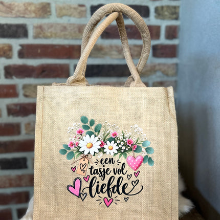 Jute tas met hengsels - Een tasje vol liefde
