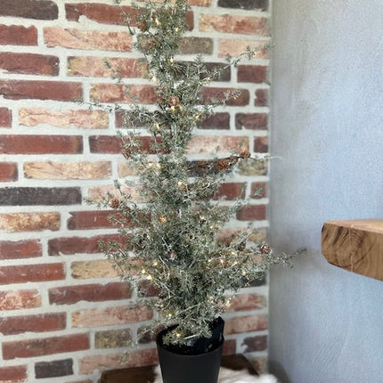 Kunstboompje Larix met dennenappels en verlichting