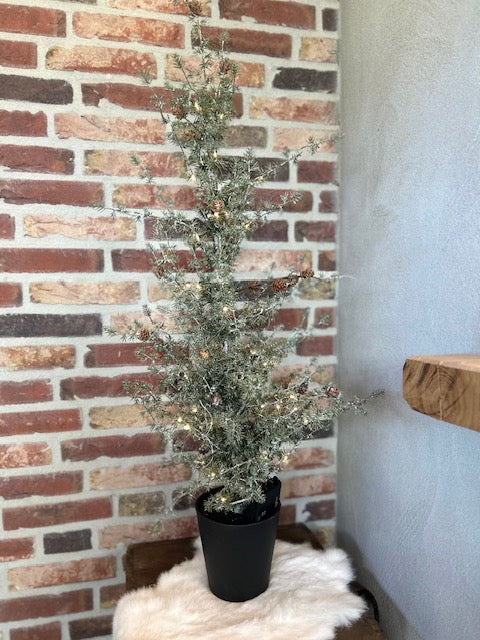 Kunstboompje Larix met dennenappels en verlichting