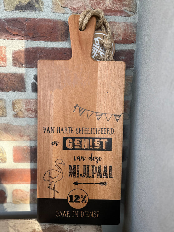 Serveerplank mijlpaal 12,5 jaar in dienst  Gepersonaliseerd