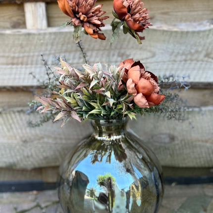 Vaas Glas compleet met bloemen-planten