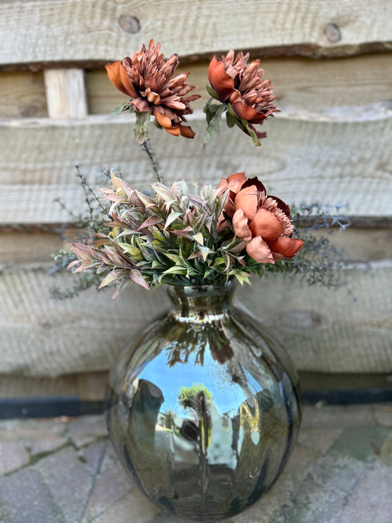 Vaas Glas compleet met bloemen-planten