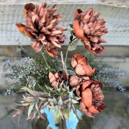 Vaas Glas compleet met bloemen-planten