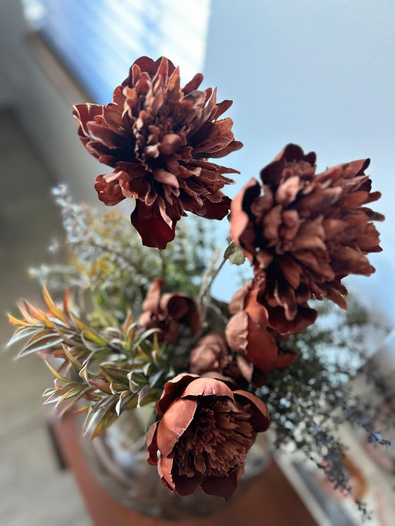 Vaas Glas compleet met bloemen-planten