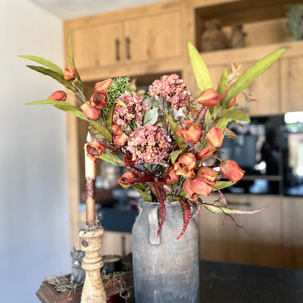 Kruik Hoog compleet met bloemen/planten