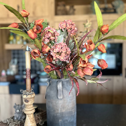 Kruik Hoog compleet met bloemen/planten