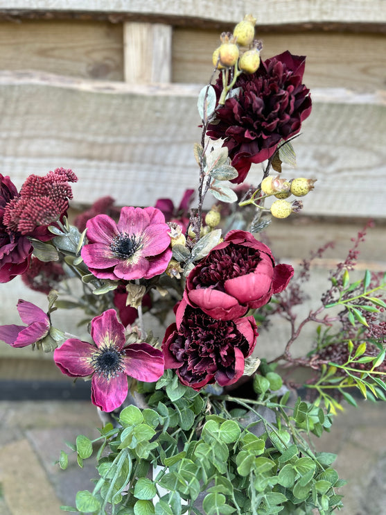 Kruik compleet met bloemen-planten
