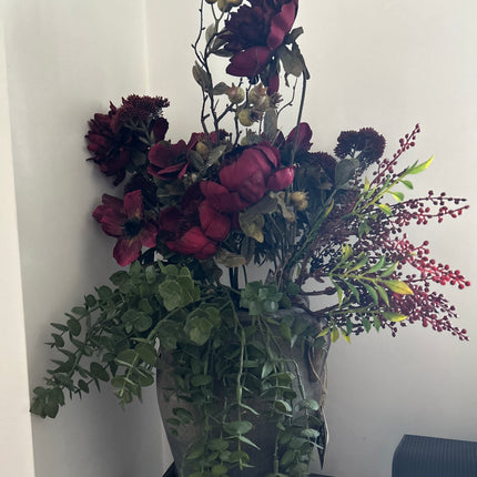 Kruik compleet met bloemen-planten