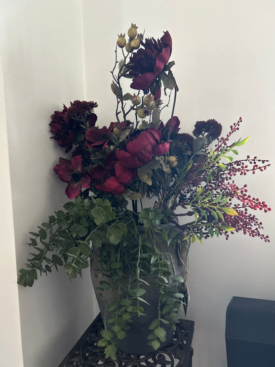 Kruik compleet met bloemen-planten