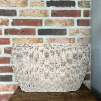 Ovalen Stenen Pot met rotanvormen