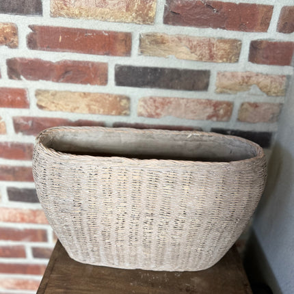 Ovalen Stenen Pot met rotanvormen