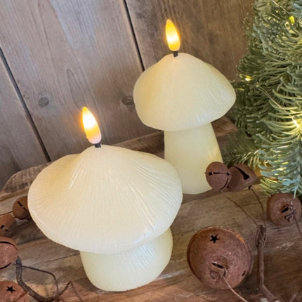 Paddenstoel kaars Led Wit/Creme of Zwart