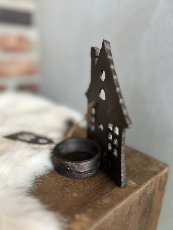 Metalen Waxinehuisje S