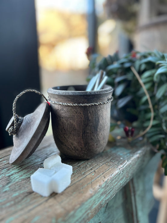 Houten potje met deksel