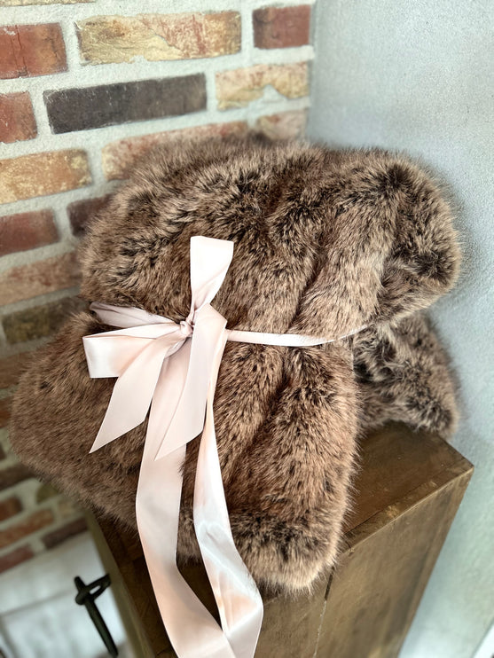 Fluffy faux fur plaid C