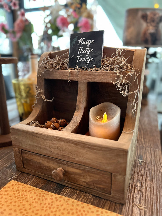 Grutterbak met laatje en vakjes