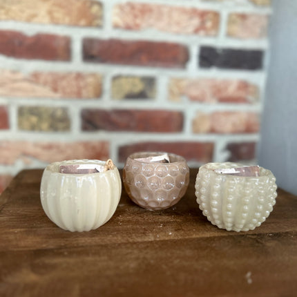 Set van 3 glazen theelichtjes