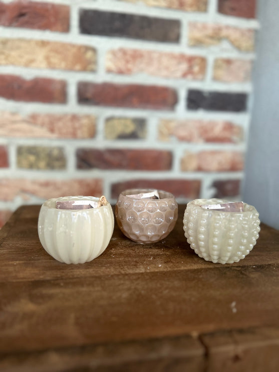 Set van 3 glazen theelichtjes