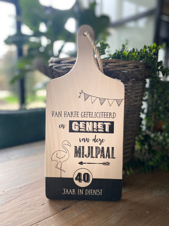 Serveerplankje Mijlpaal 40 jaar in dienst - Gepersonaliseerd