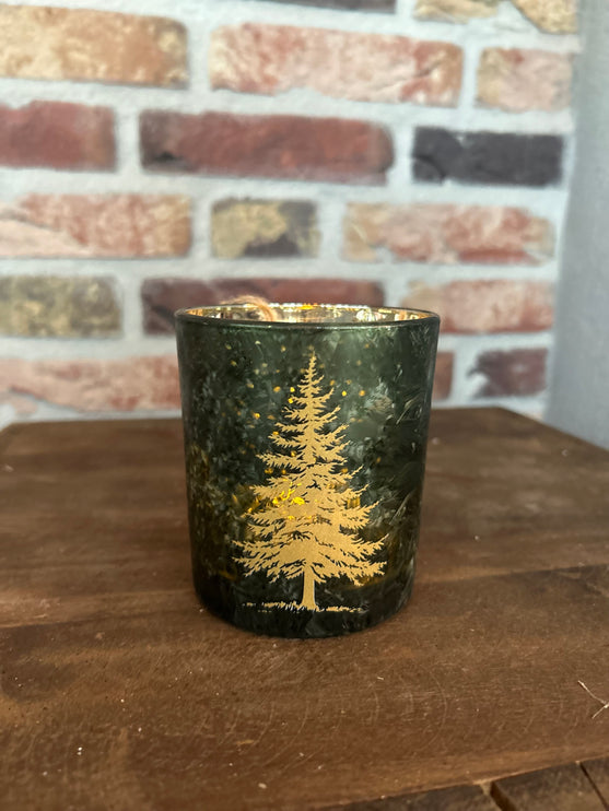 Theelichtje Kerst-Winter GoudGroen