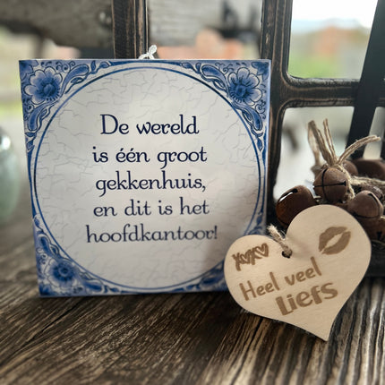 Tegels delfts blauw - Wereld gekkenhuis