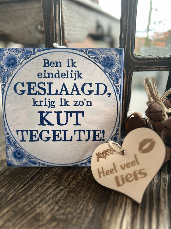Tegel Delfts Blauw - Geslaagd/kut tegeltje