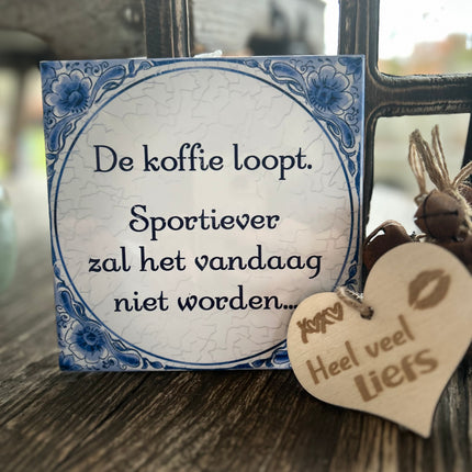 Tegel Delfts Blauw - De koffie loopt