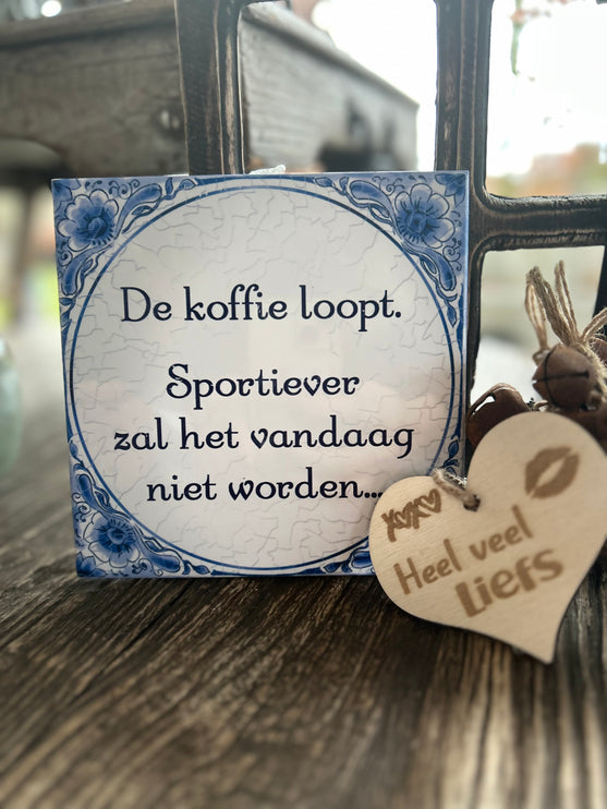 Tegel Delfts Blauw - De koffie loopt
